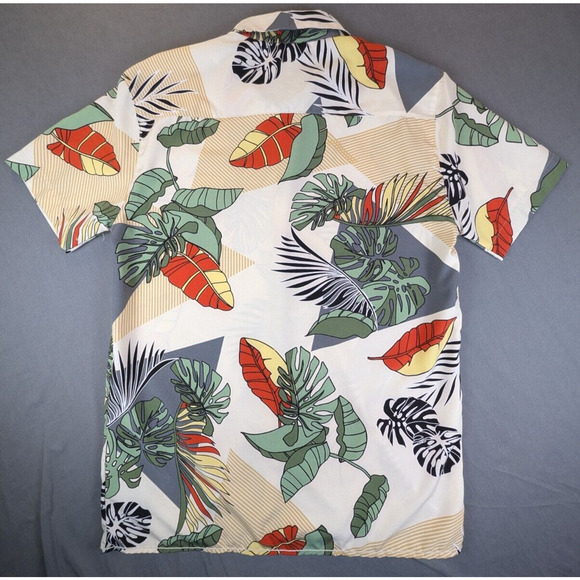 Good Vibes Shirt Small Men's Vintage Stretch Button Down All Over Print Tropical - Picture 2 of 7